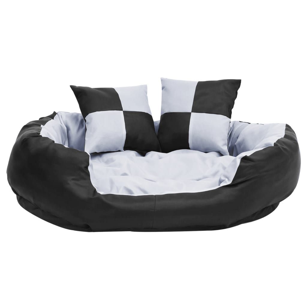 VIDAXL Dog -Kissen reversibel und waschbar 85x70x20 cm grau und schwarz
