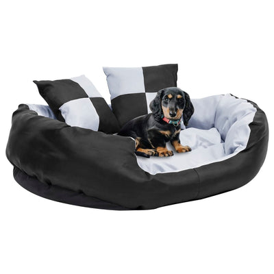 VIDAXL Dog -Kissen reversibel und waschbar 85x70x20 cm grau und schwarz