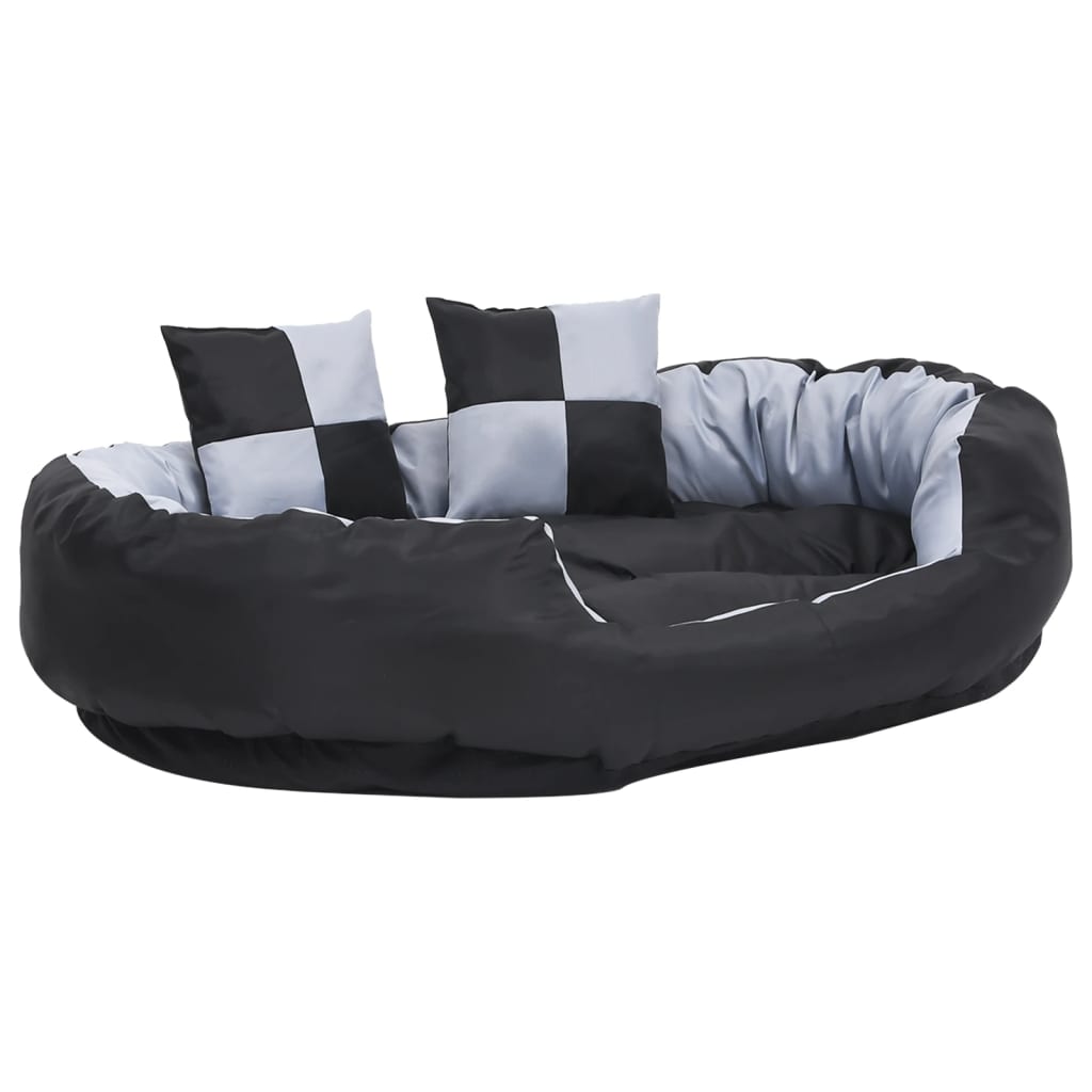 VIDAXL Dog -Kissen reversibel und waschbar 110 x 80 x 23 cm grau und schwarz