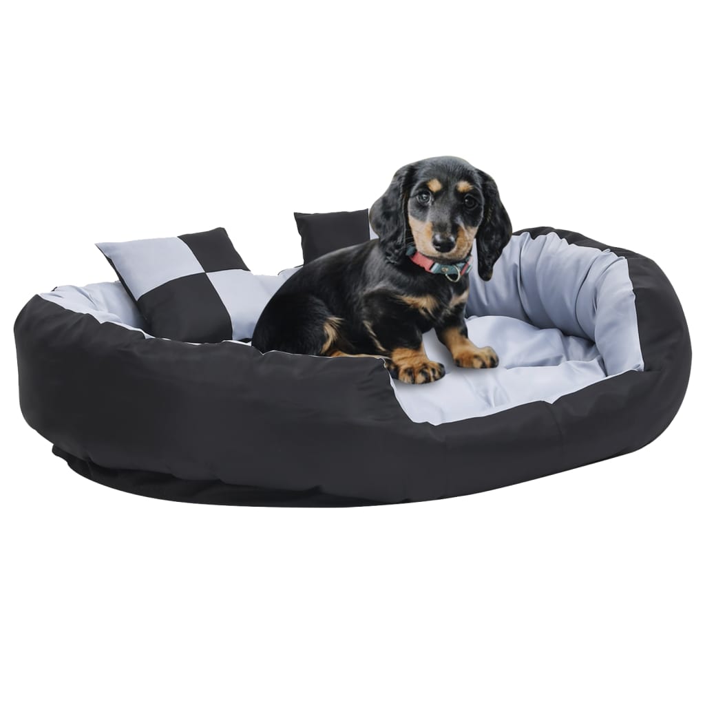 VIDAXL Dog -Kissen reversibel und waschbar 110 x 80 x 23 cm grau und schwarz