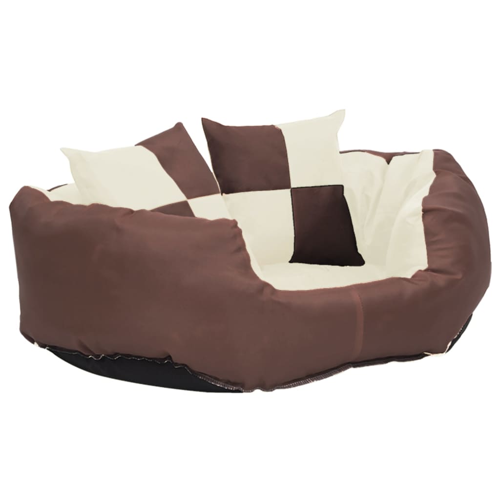 VIDAXL Dog -Kissen reversibel und waschbar 65 x 50 x 20 cm braun und creme