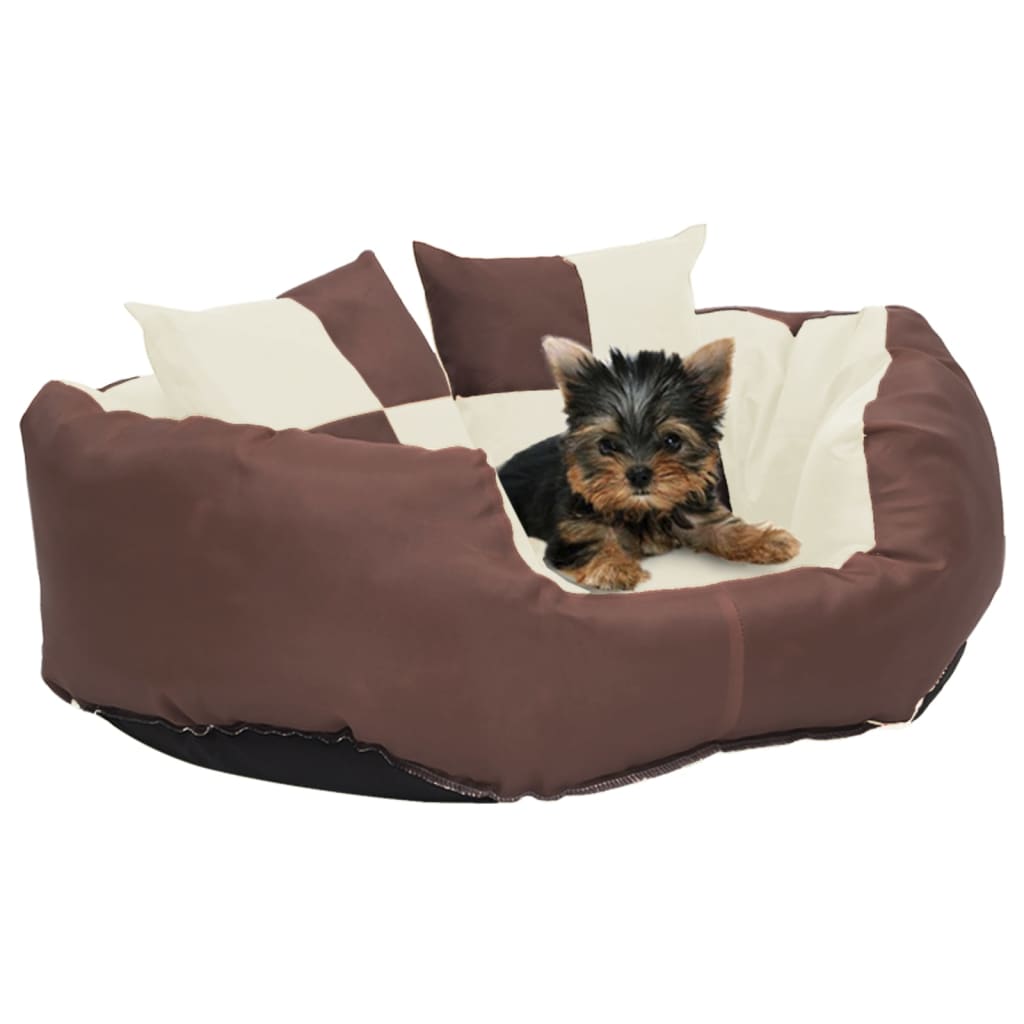 VIDAXL Dog -Kissen reversibel und waschbar 65 x 50 x 20 cm braun und creme