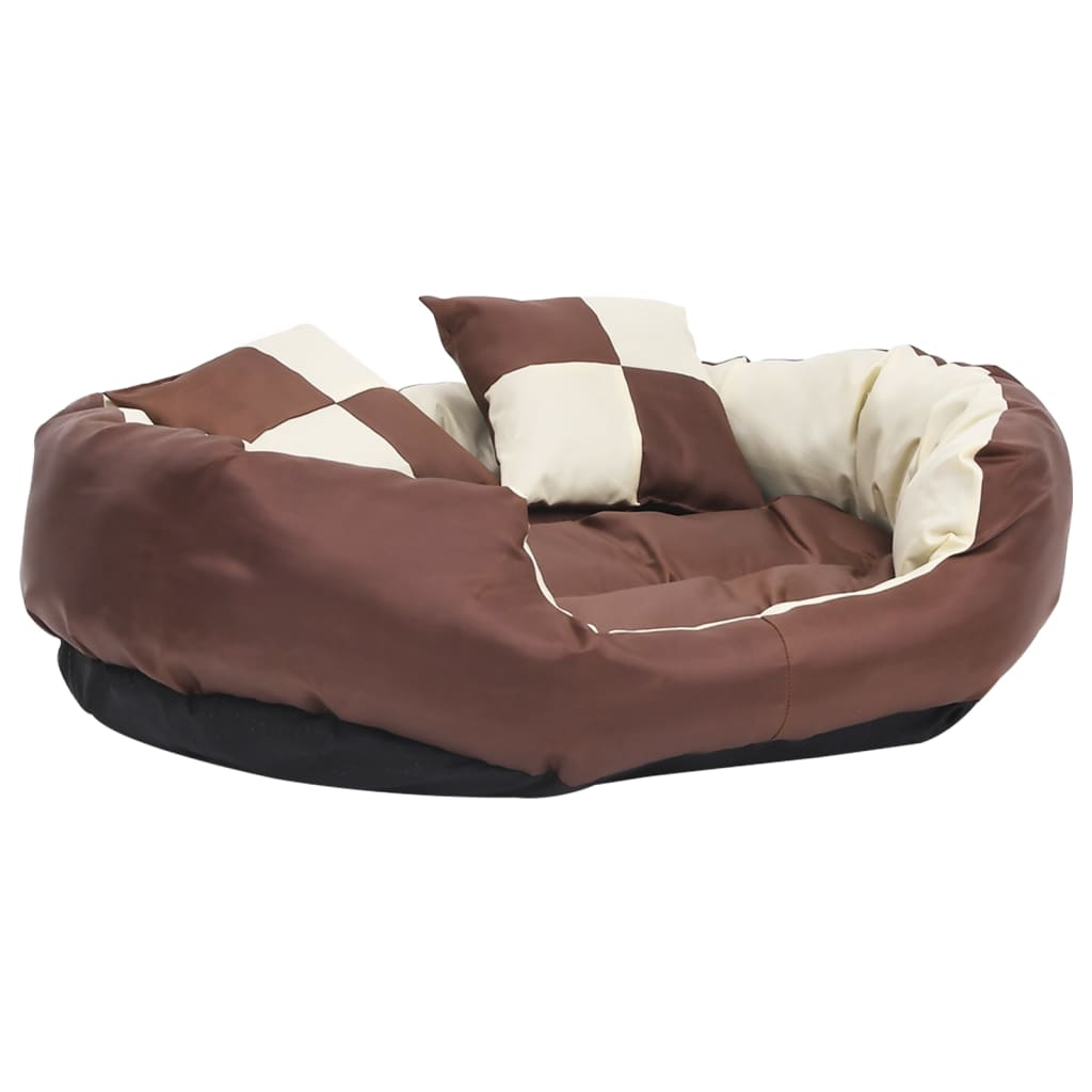 VIDAXL Dog -Kissen reversibel und waschbar 85x70x20 cm braun und creme