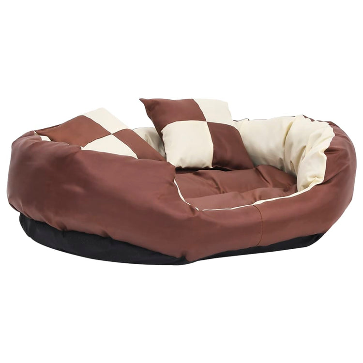 VIDAXL Dog -Kissen reversibel und waschbar 85x70x20 cm braun und creme