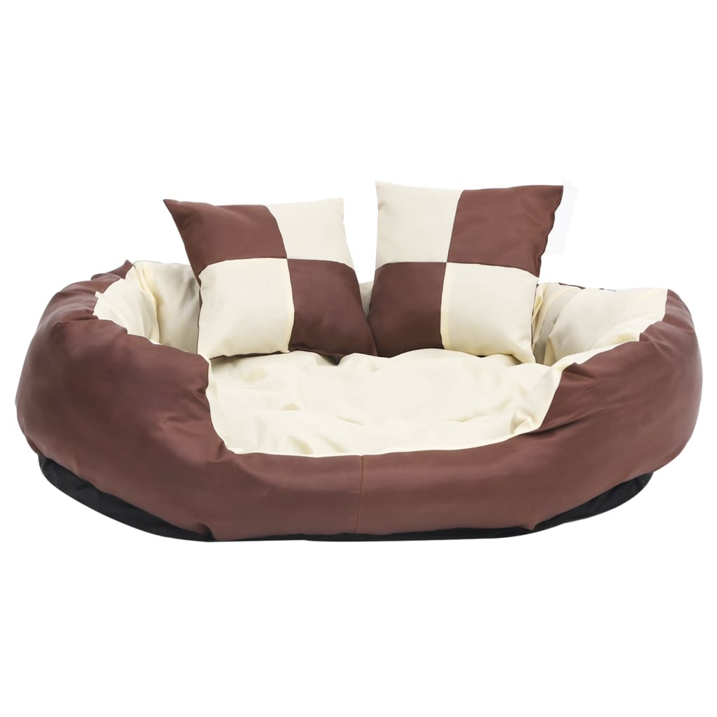 VIDAXL Dog -Kissen reversibel und waschbar 85x70x20 cm braun und creme