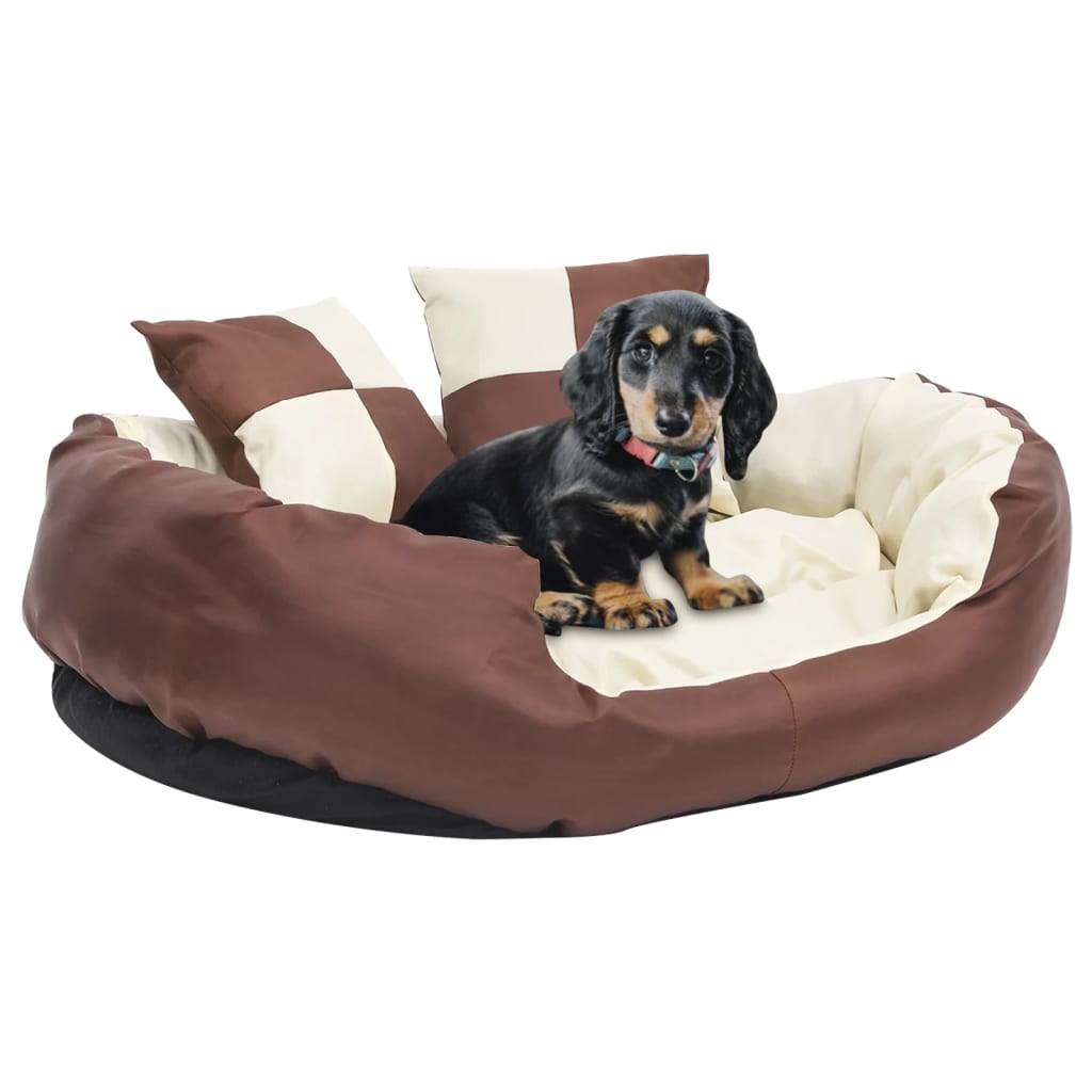 VIDAXL Dog -Kissen reversibel und waschbar 85x70x20 cm braun und creme