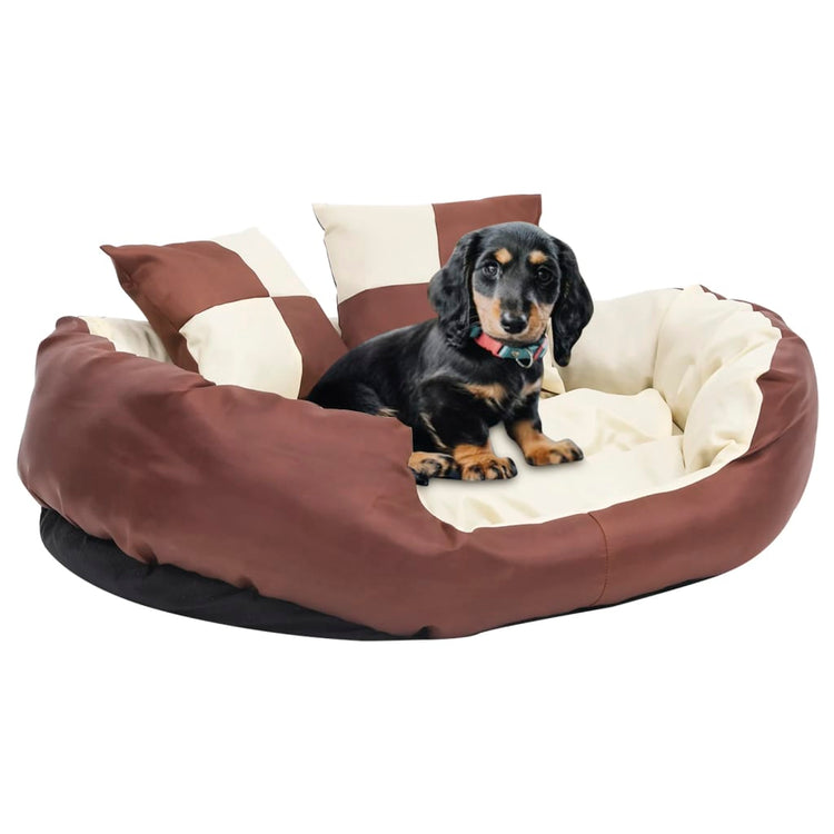 VIDAXL Dog -Kissen reversibel und waschbar 85x70x20 cm braun und creme