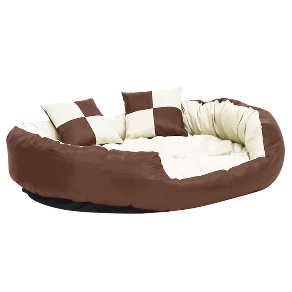 VIDAXL Dog -Kissen reversibel und waschbar 110 x 80 x 23 cm braun und creme