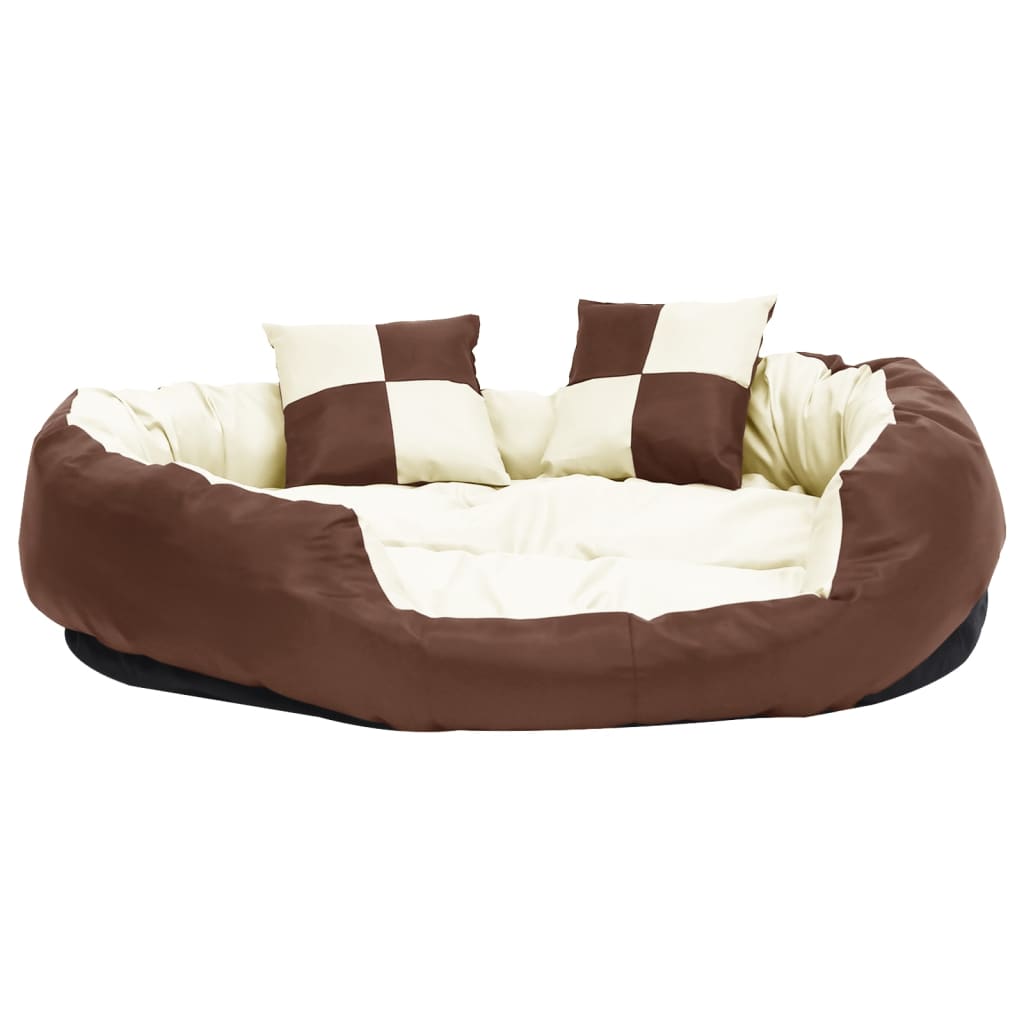 VIDAXL Dog -Kissen reversibel und waschbar 110 x 80 x 23 cm braun und creme