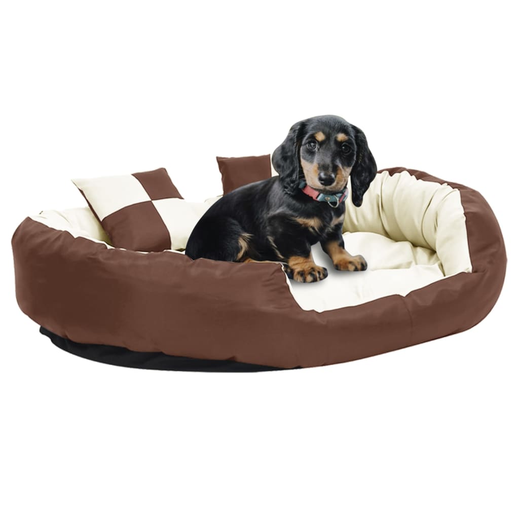 VIDAXL Dog -Kissen reversibel und waschbar 110 x 80 x 23 cm braun und creme