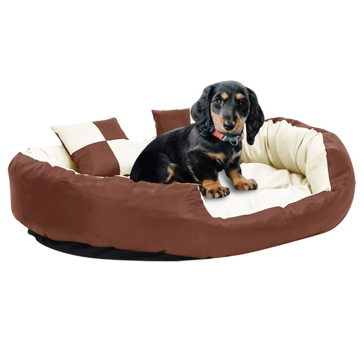 VIDAXL Dog -Kissen reversibel und waschbar 110 x 80 x 23 cm braun und creme