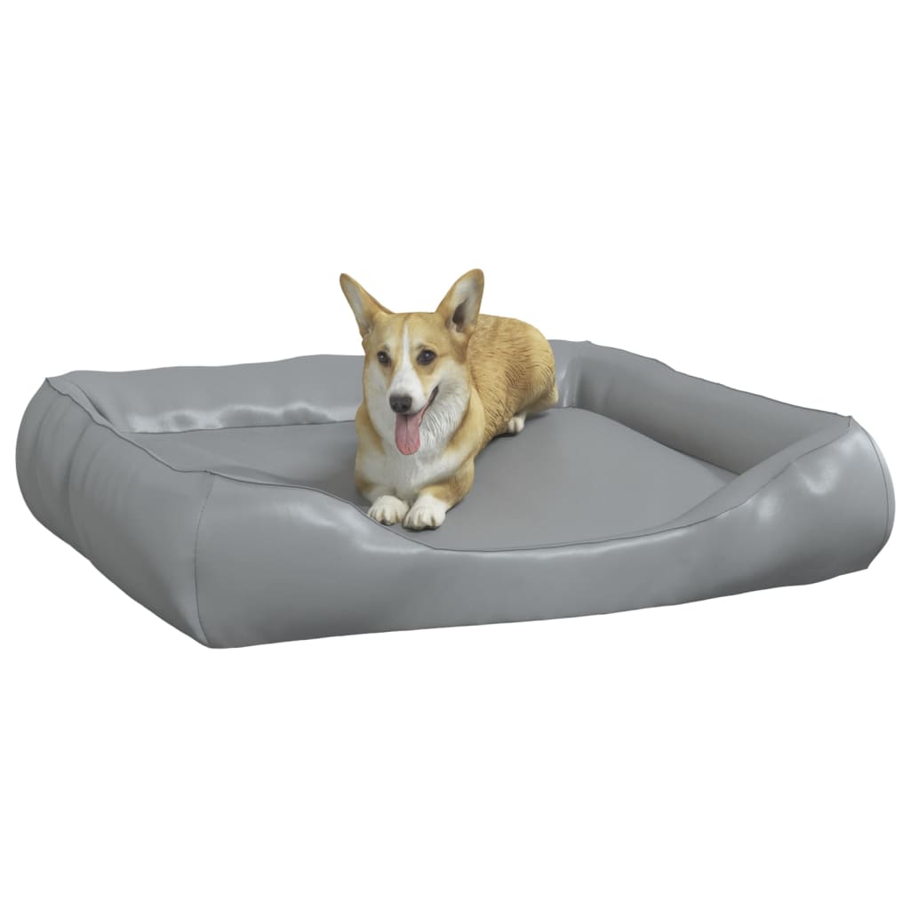 Vidaxl Hundekorb 80x68x23 cm künstliches Leder hellgrau