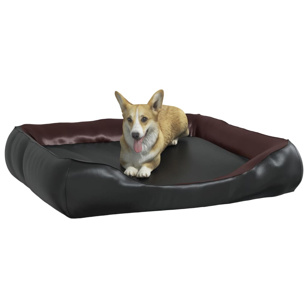 Vidaxl Hundekorb 80x68x23 cm künstliches Leder schwarz und braun