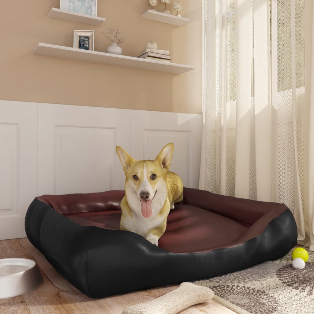 Vidaxl Hundekorb 80x68x23 cm künstliches Leder schwarz und braun