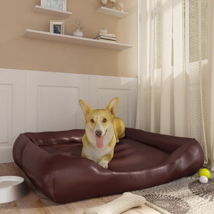 Vidaxl Hundekorb 105x80x25 cm künstliches Leder braun