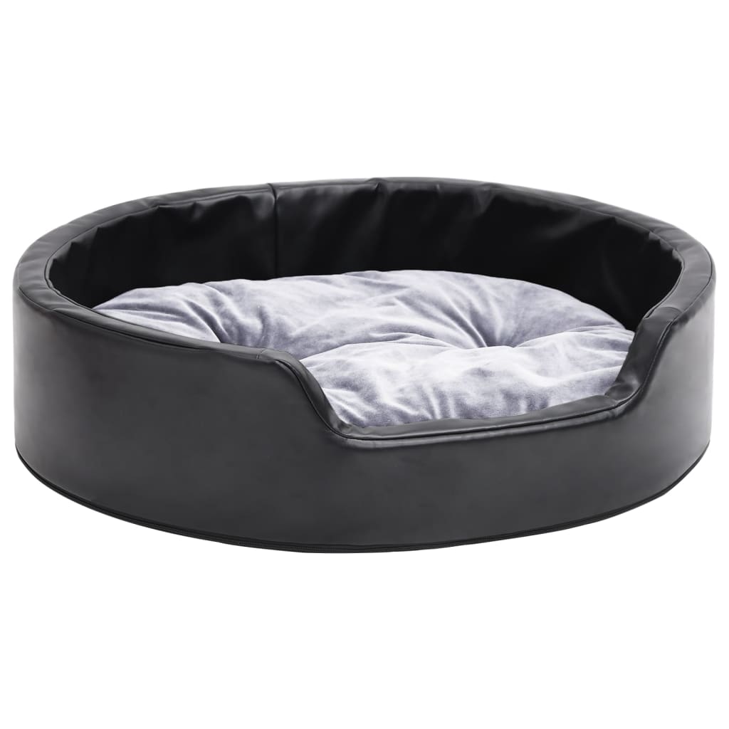 Vidaxl Hundekorb 69x59x19 cm Plüsch und künstliches Lederschwarz und Grau