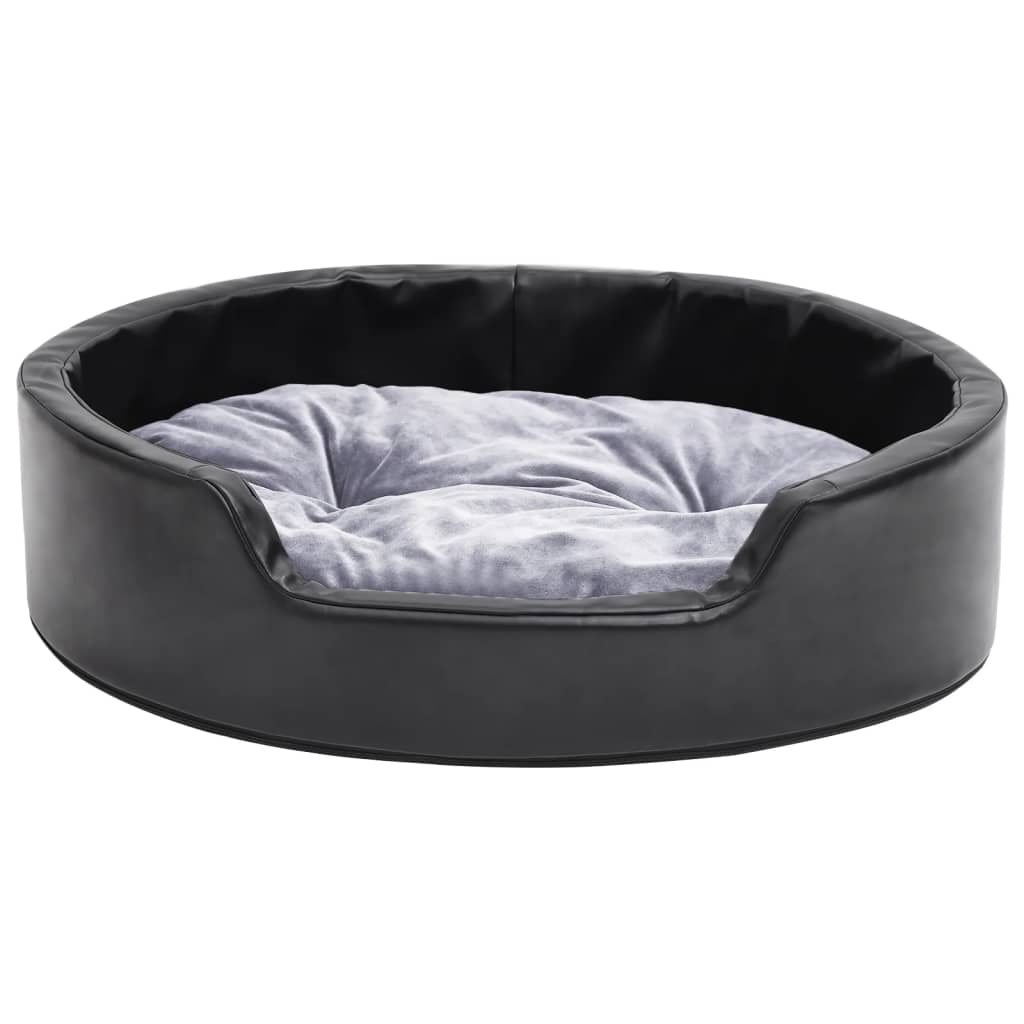 Vidaxl Hundekorb 69x59x19 cm Plüsch und künstliches Lederschwarz und Grau