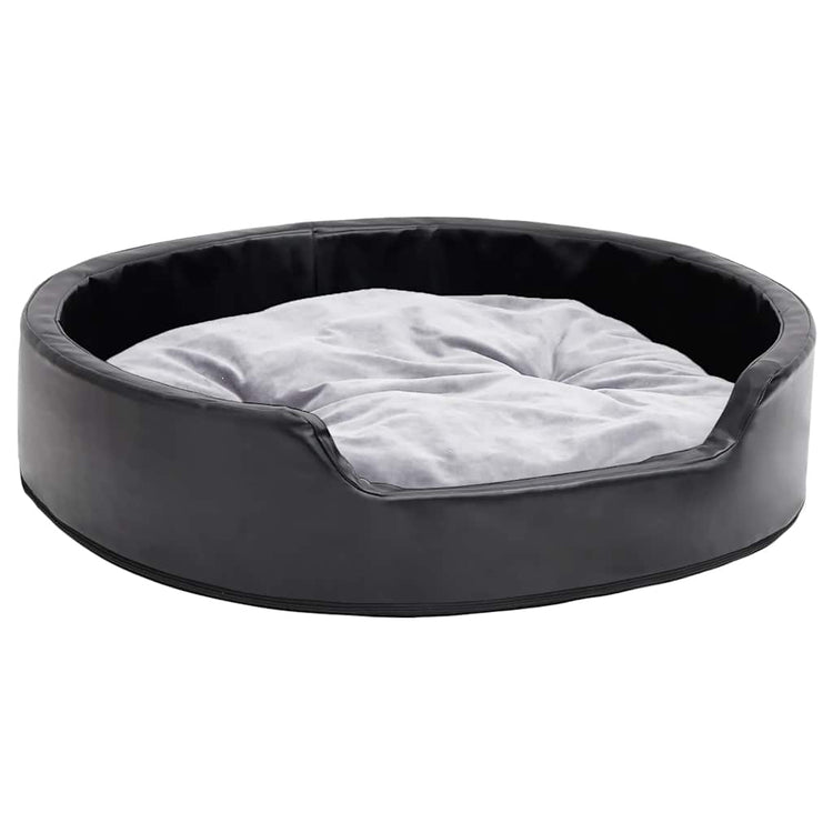 Vidaxl Hundekorb 79x70x19 cm Plüsch und künstliches Leder schwarz und grau
