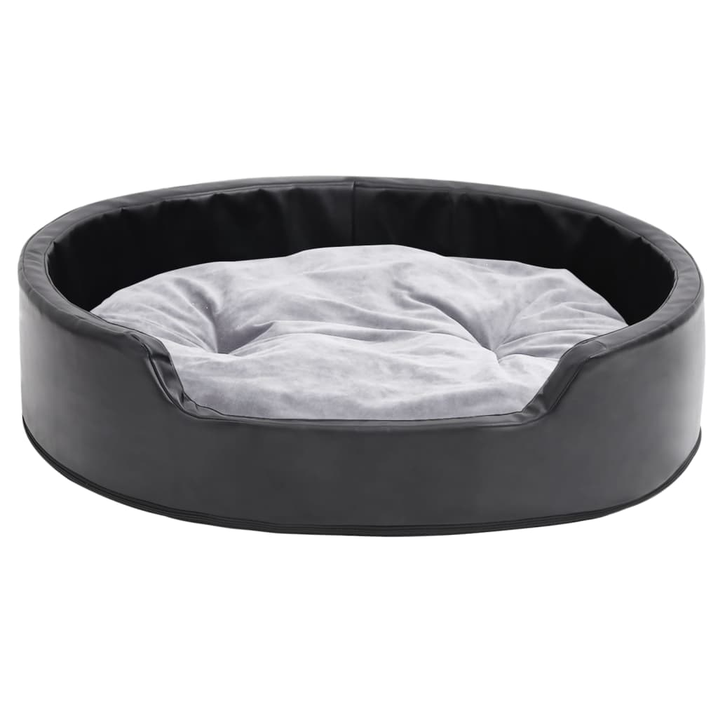 Vidaxl Hundekorb 79x70x19 cm Plüsch und künstliches Leder schwarz und grau