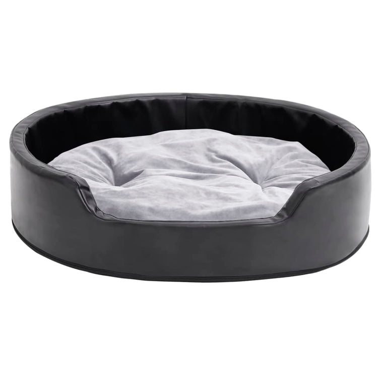 Vidaxl Hundekorb 79x70x19 cm Plüsch und künstliches Leder schwarz und grau