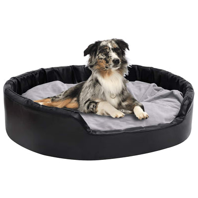 Vidaxl Hundekorb 99x89x21 cm Plüsch und künstliches Leder schwarz und grau
