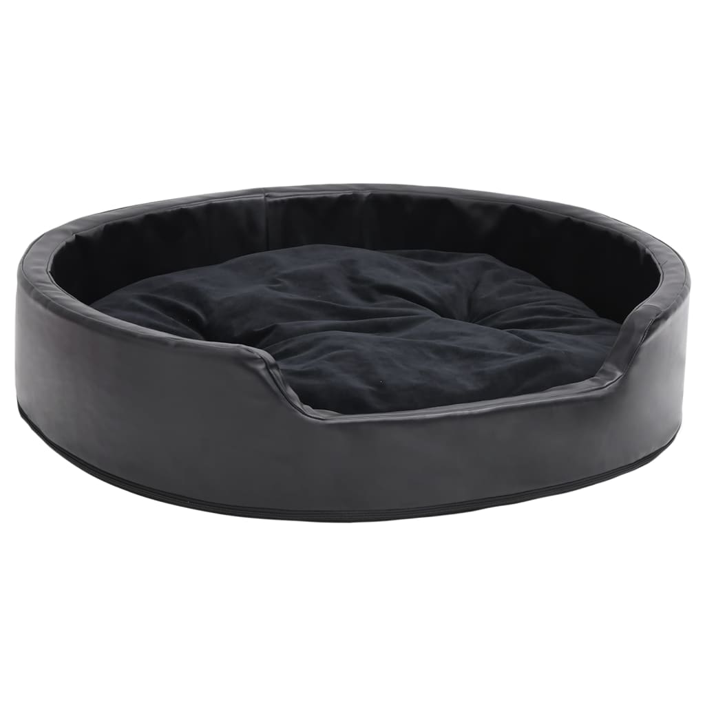 Vidaxl Hundekorb 79x70x19 cm Plüsch und künstliches Leder schwarz