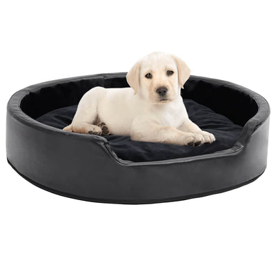 Vidaxl Hundekorb 79x70x19 cm Plüsch und künstliches Leder schwarz