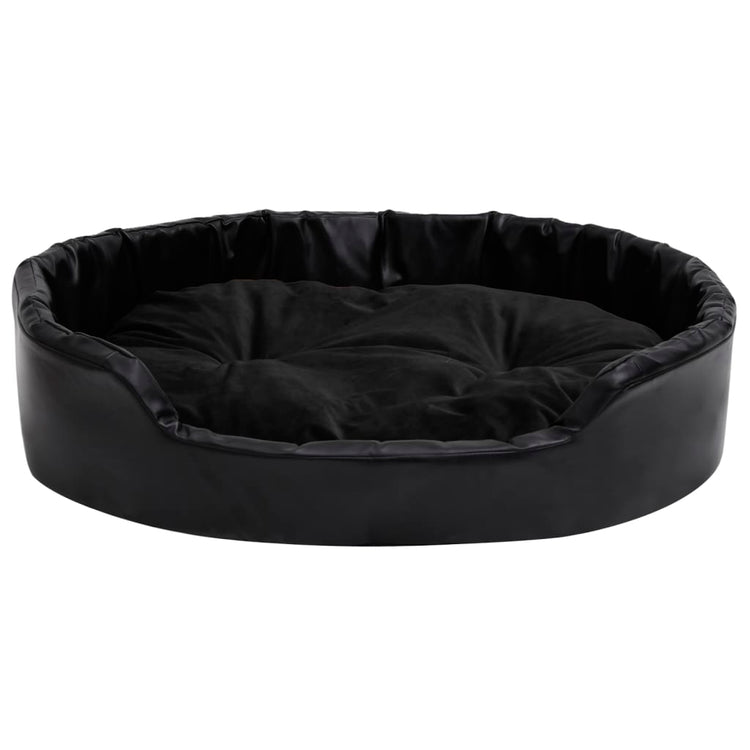 Vidaxl Hundekorb 90x79x20 cm Plüsch und künstliches Leder schwarz