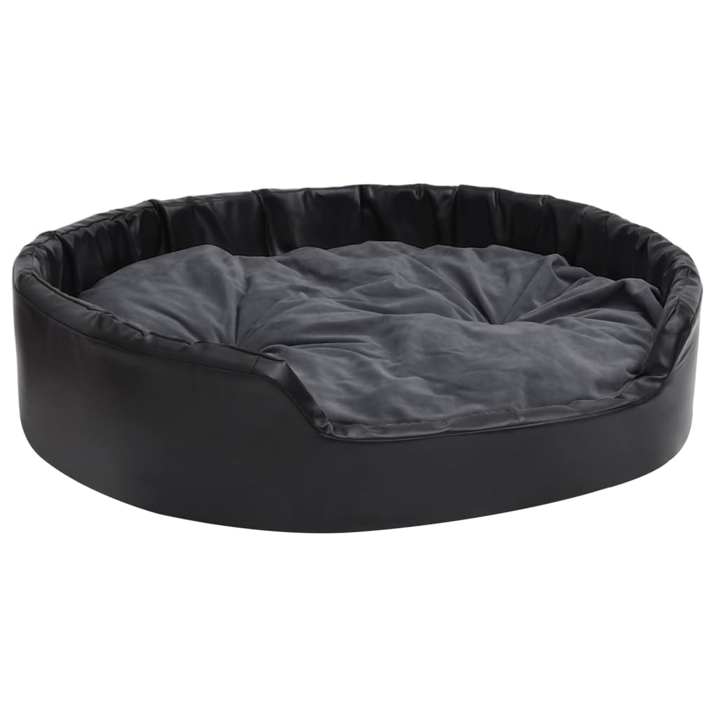 Vidaxl Hundekorb 99x89x21 cm Plüsch und künstliches Leder schwarz und dunkelgrau