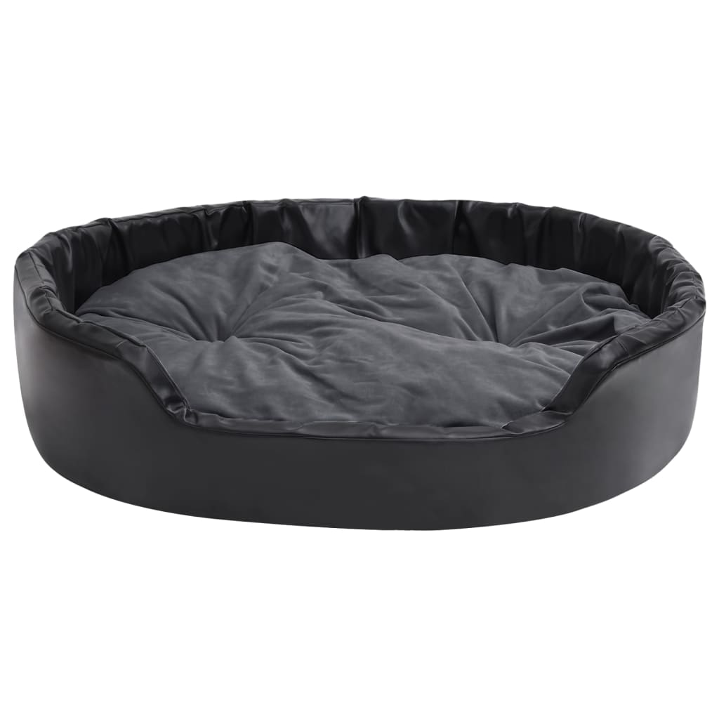 Vidaxl Hundekorb 99x89x21 cm Plüsch und künstliches Leder schwarz und dunkelgrau