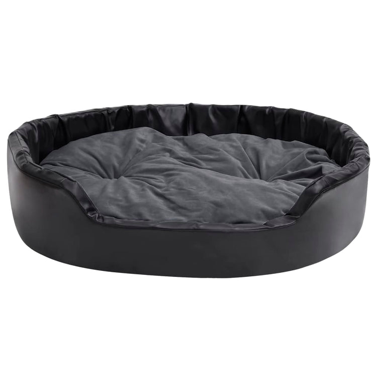 Vidaxl Hundekorb 99x89x21 cm Plüsch und künstliches Leder schwarz und dunkelgrau