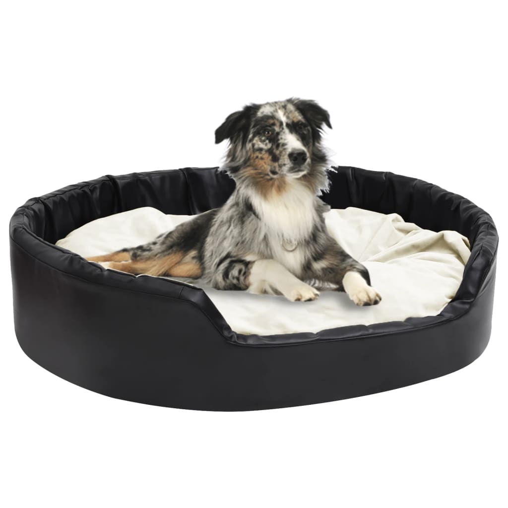 Vidaxl Hundekorb 99x89x21 cm Plüsch und künstliches Lederschwarz und Beige