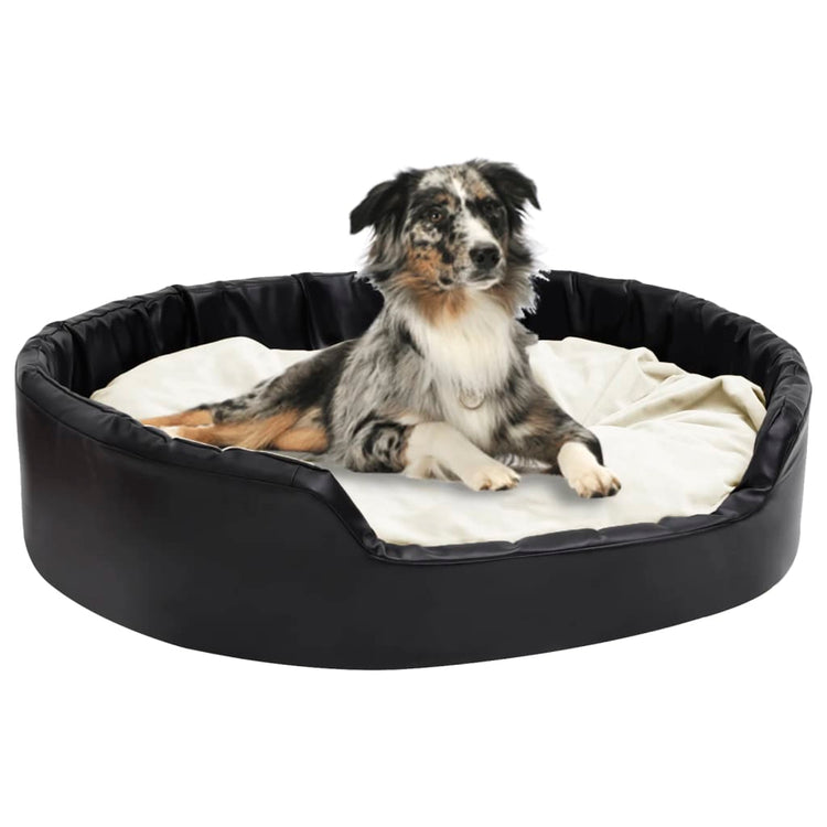 Vidaxl Hundekorb 99x89x21 cm Plüsch und künstliches Lederschwarz und Beige