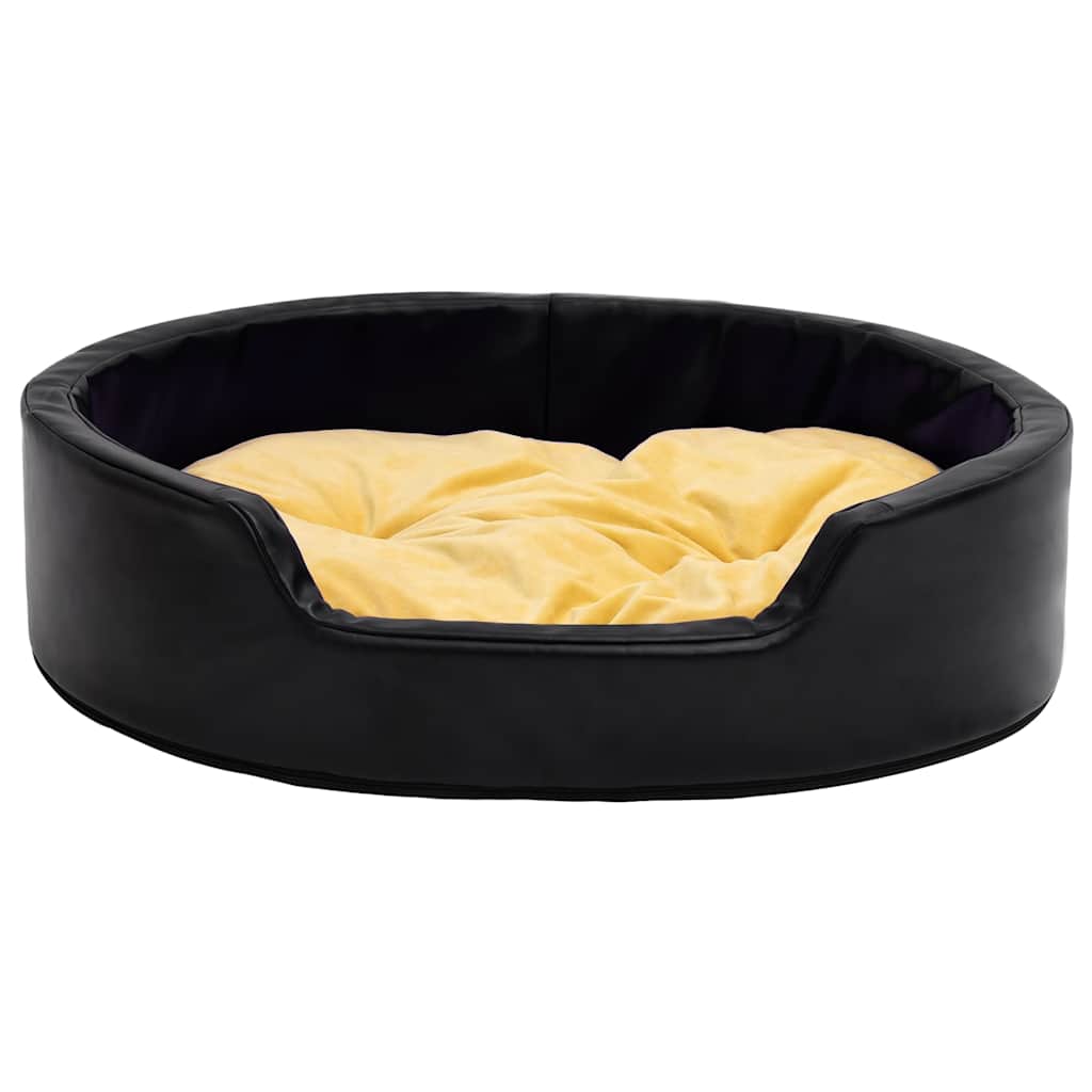 Vidaxl Hundekorb 99x89x21 cm Plüsch und künstliches Lederschwarz und Gelb