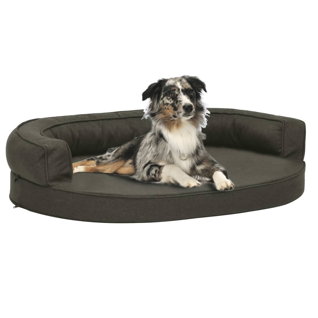 Vidaxl Hundebett Ergonomische Leinen-Look 75x53 cm dunkelgrau