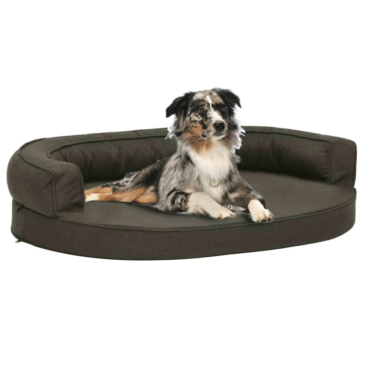 Vidaxl Hundebett Ergonomische Leinen-Look 75x53 cm dunkelgrau