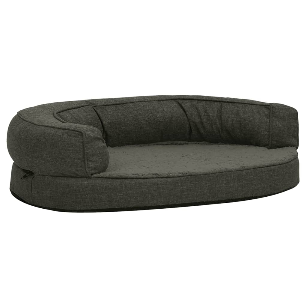 Vidaxl Hundebett Ergonomische Leinen-Look 75x53 cm Fleece dunkelgrau