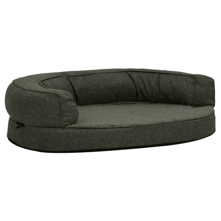 Vidaxl Hundebett Ergonomische Leinen-Look 75x53 cm Fleece dunkelgrau