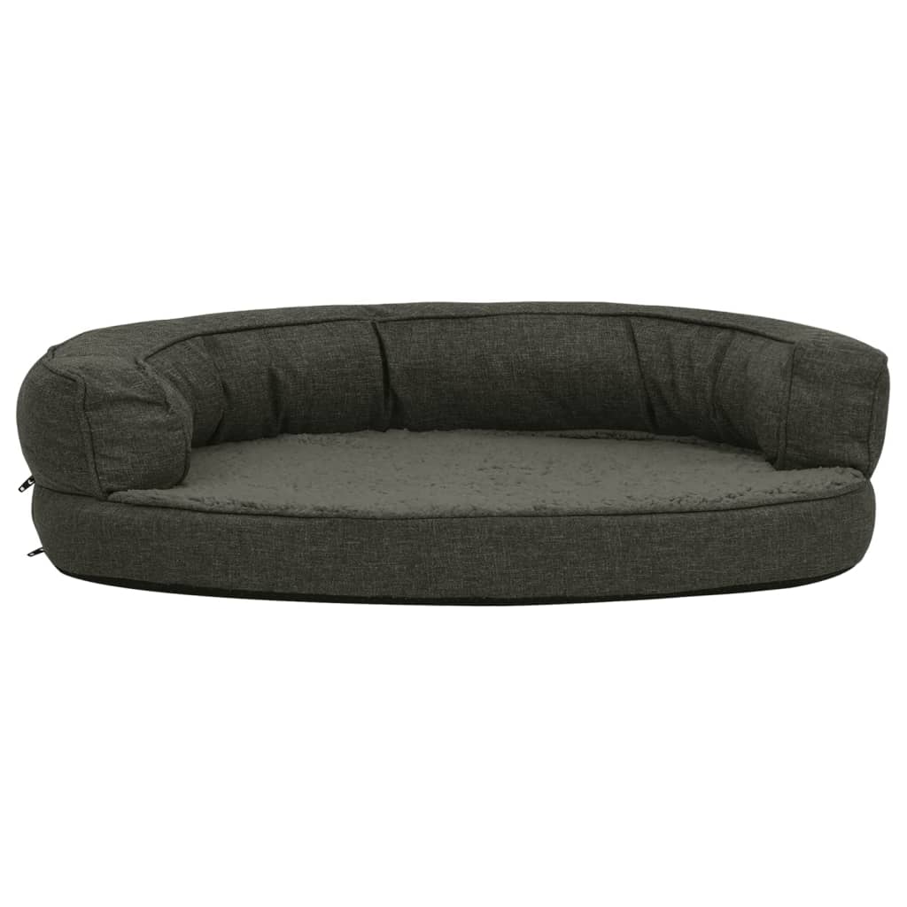 Vidaxl Hundebett Ergonomische Leinen-Look 75x53 cm Fleece dunkelgrau