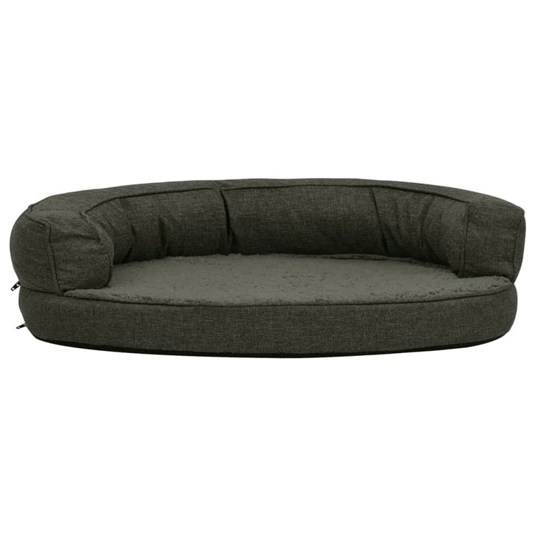 Vidaxl Hundebett Ergonomische Leinen-Look 75x53 cm Fleece dunkelgrau