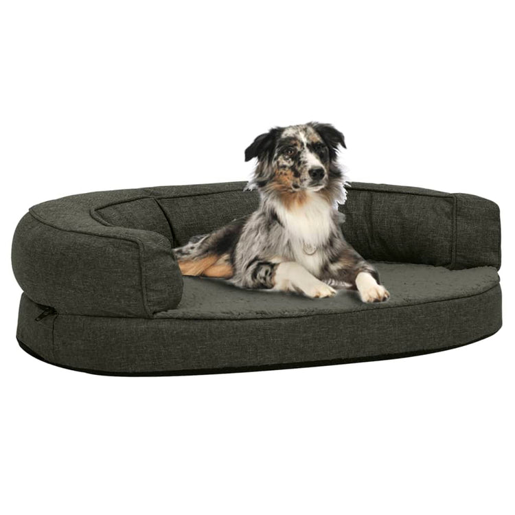 Vidaxl Hundebett Ergonomische Leinen-Look 75x53 cm Fleece dunkelgrau