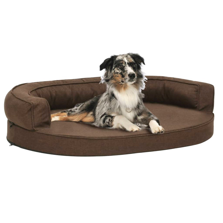 Vidaxl Hundebett Ergonomische Leinen-Look 75x53 cm braun