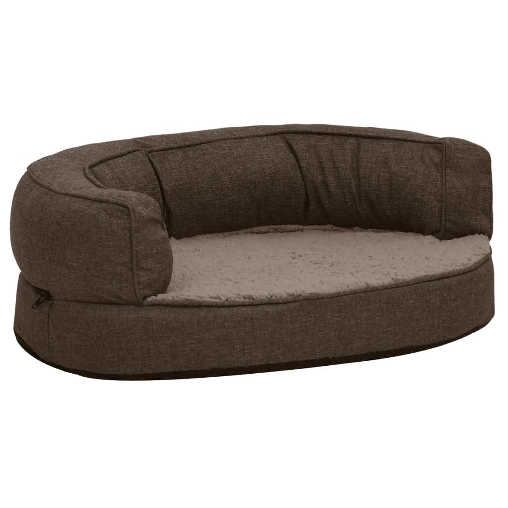 Vidaxl Hundebett Ergonomische Leinen-Look 60x42 cm Fleece Brown