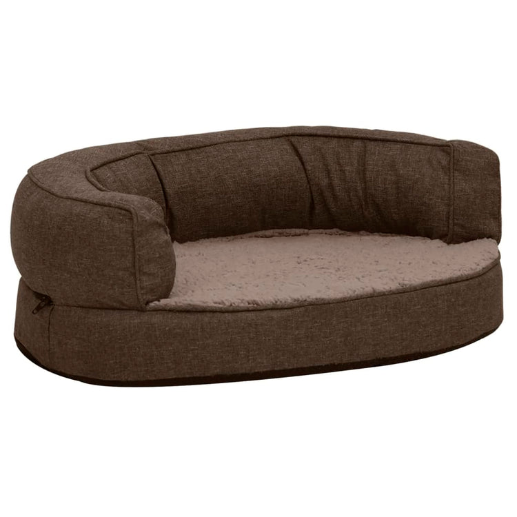 Vidaxl Hundebett Ergonomische Leinen-Look 60x42 cm Fleece Brown