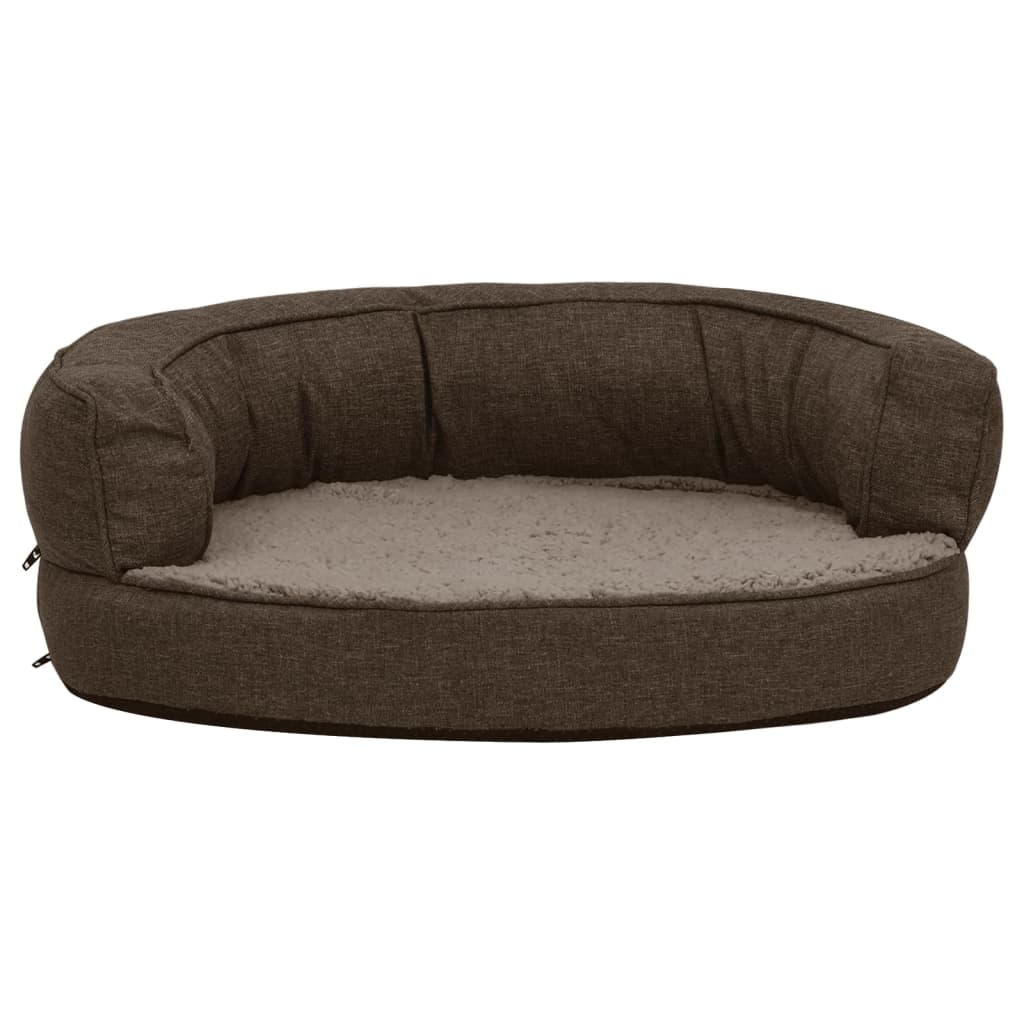 Vidaxl Hundebett Ergonomische Leinen-Look 60x42 cm Fleece Brown