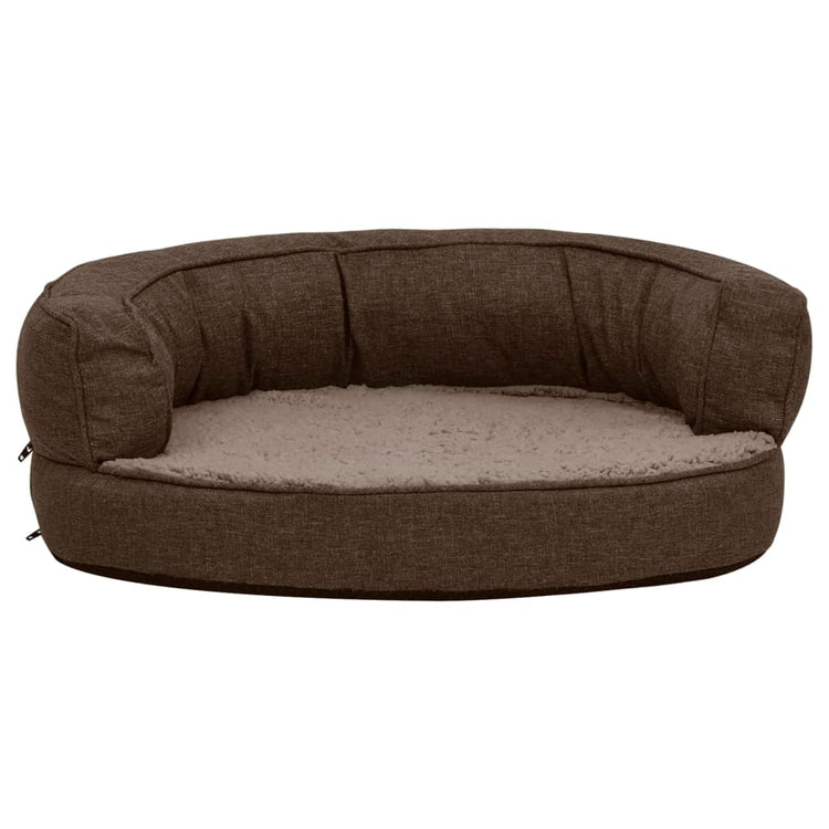 Vidaxl Hundebett Ergonomische Leinen-Look 60x42 cm Fleece Brown