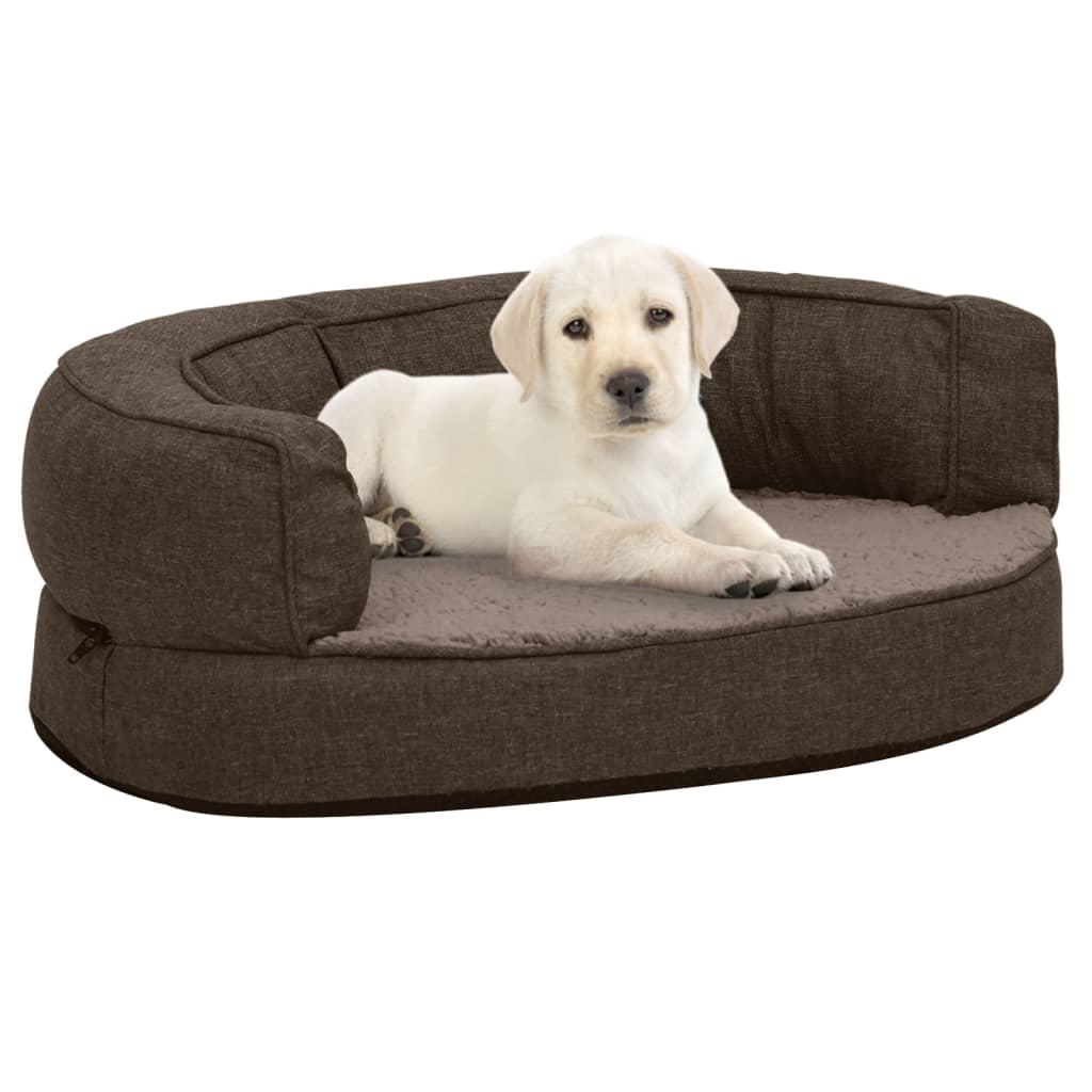 Vidaxl Hundebett Ergonomische Leinen-Look 60x42 cm Fleece Brown