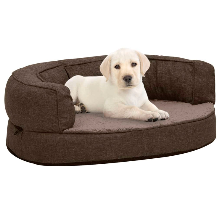 Vidaxl Hundebett Ergonomische Leinen-Look 60x42 cm Fleece Brown
