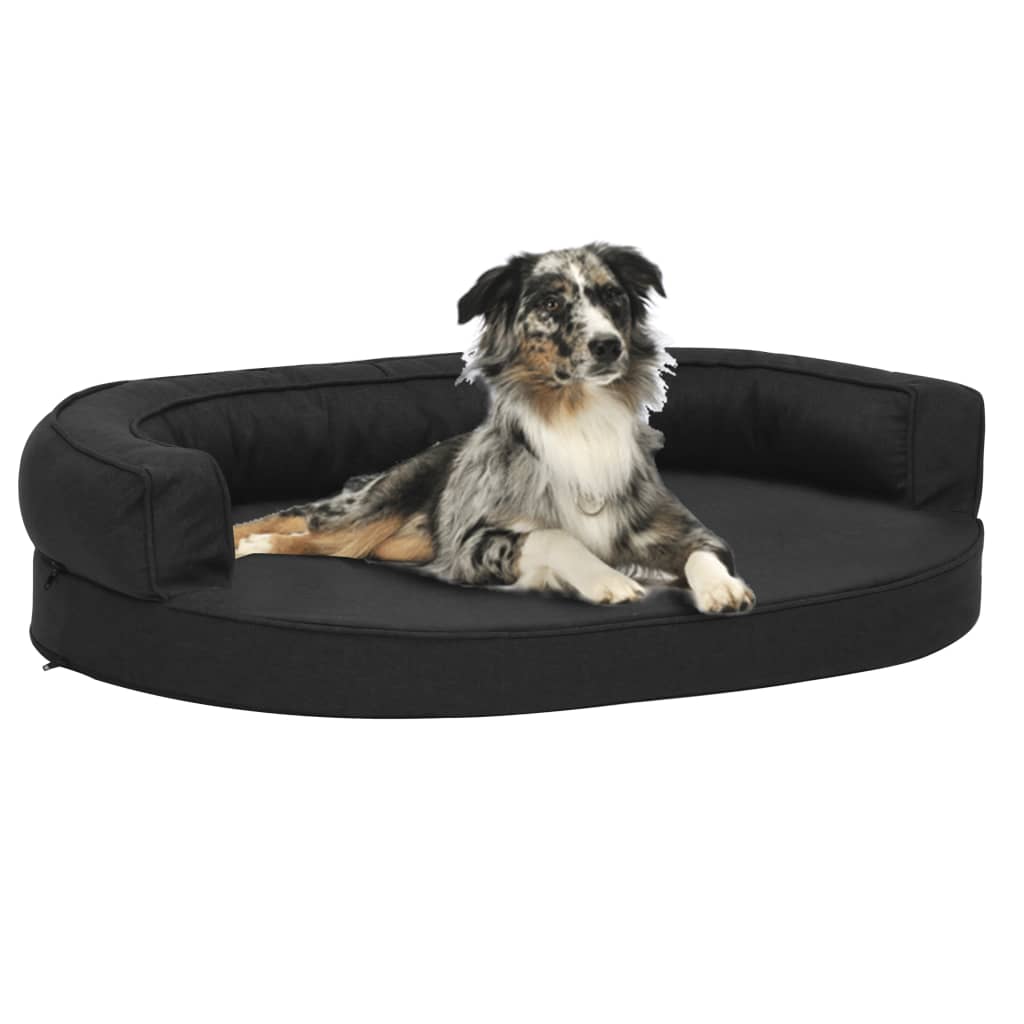 Vidaxl Hundebett Ergonomische Leinen-Look 75x53 cm Schwarz