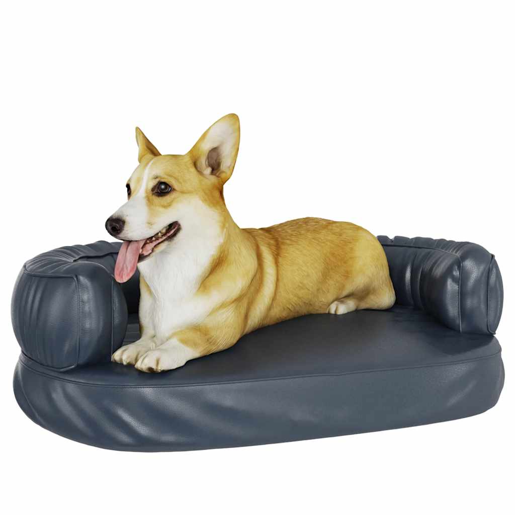 Vidaxl Hundkorb Ergonomischer Schaum 60x42 cm künstliches Leder dunkelblau
